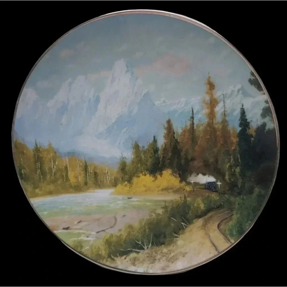 Porcelain Plate Other - Mount Index Of The Cascades BNSF Railroad Plate Porcelain